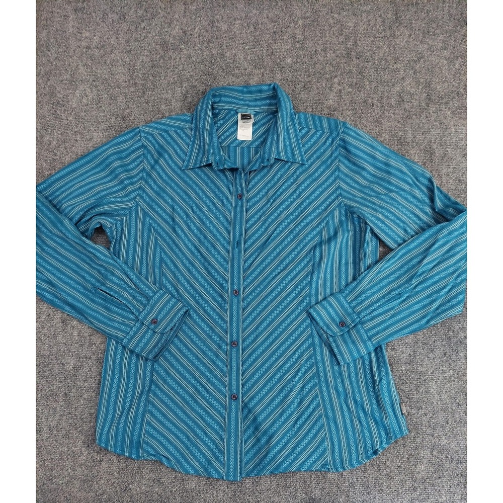 North Face Shirt Womens‎ XL Blue Long Sleeve Button Up Patterned Travel Outdoors